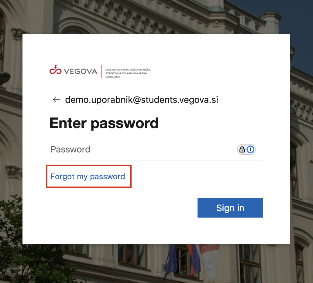 vnosno polje za vpis gesla