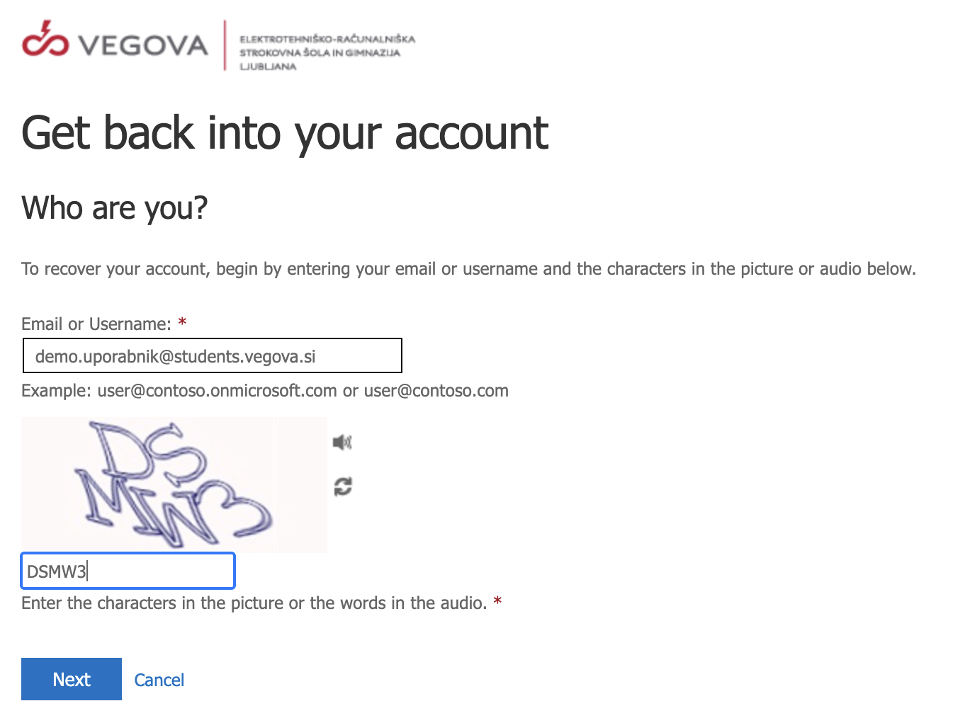 vnosno polje za vpis capcha kode